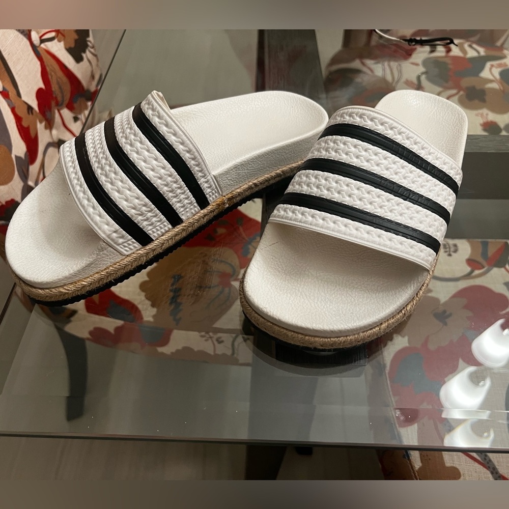 Adidas Adilette New Bold White & Black Slides Women’s Size 11
